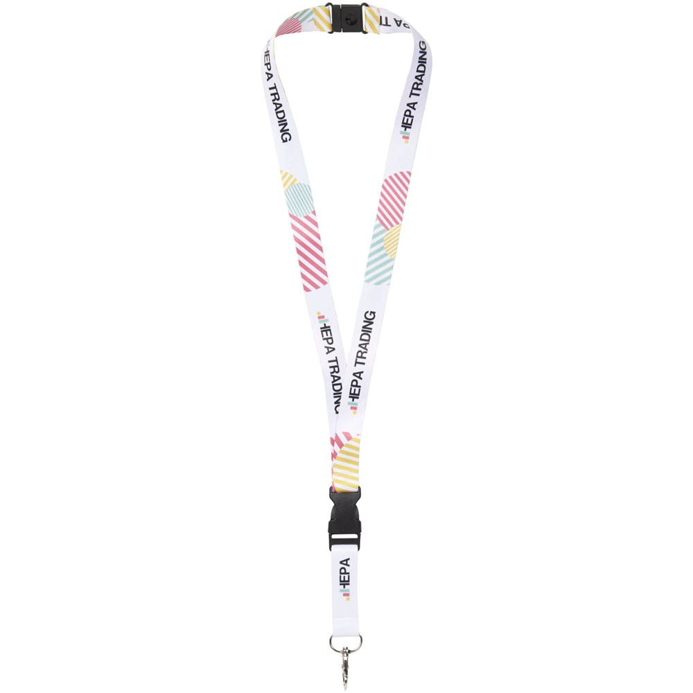 Balta sublimatie lanyard met safety breakaway sluiting en gesp